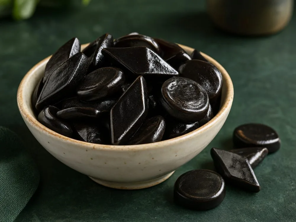 Finnish salty liquorice sweets, flavoured with ammonium chloride